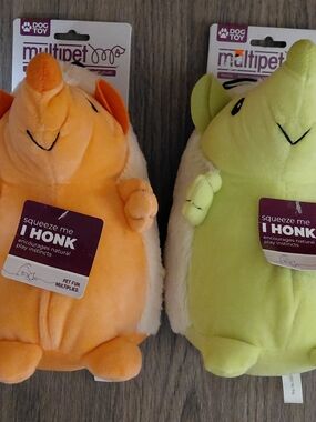 Multipet Squeeze Me I Honk Plush Dog Toy - Orange